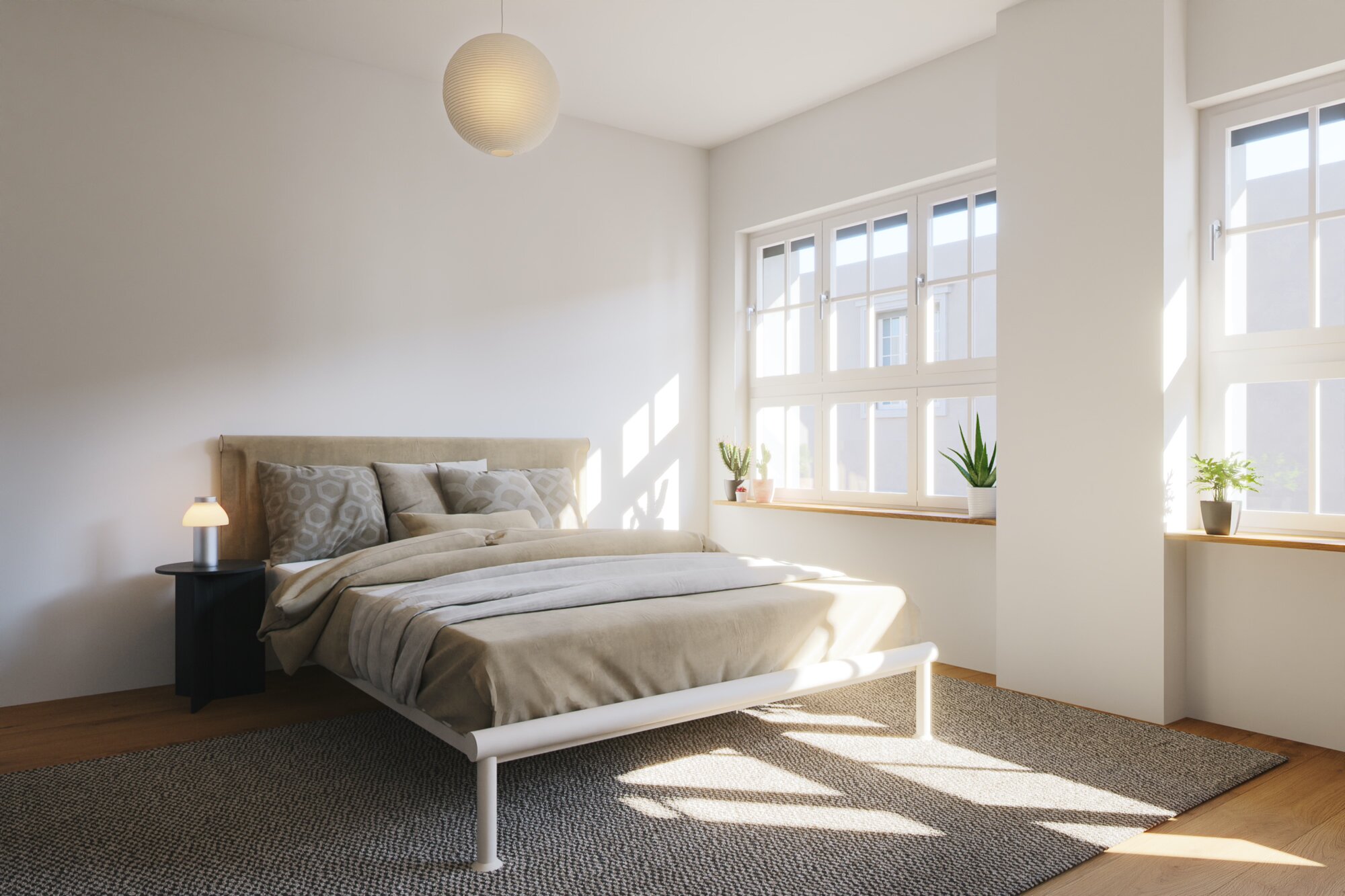 Cozy bedroom with comfortable bedding