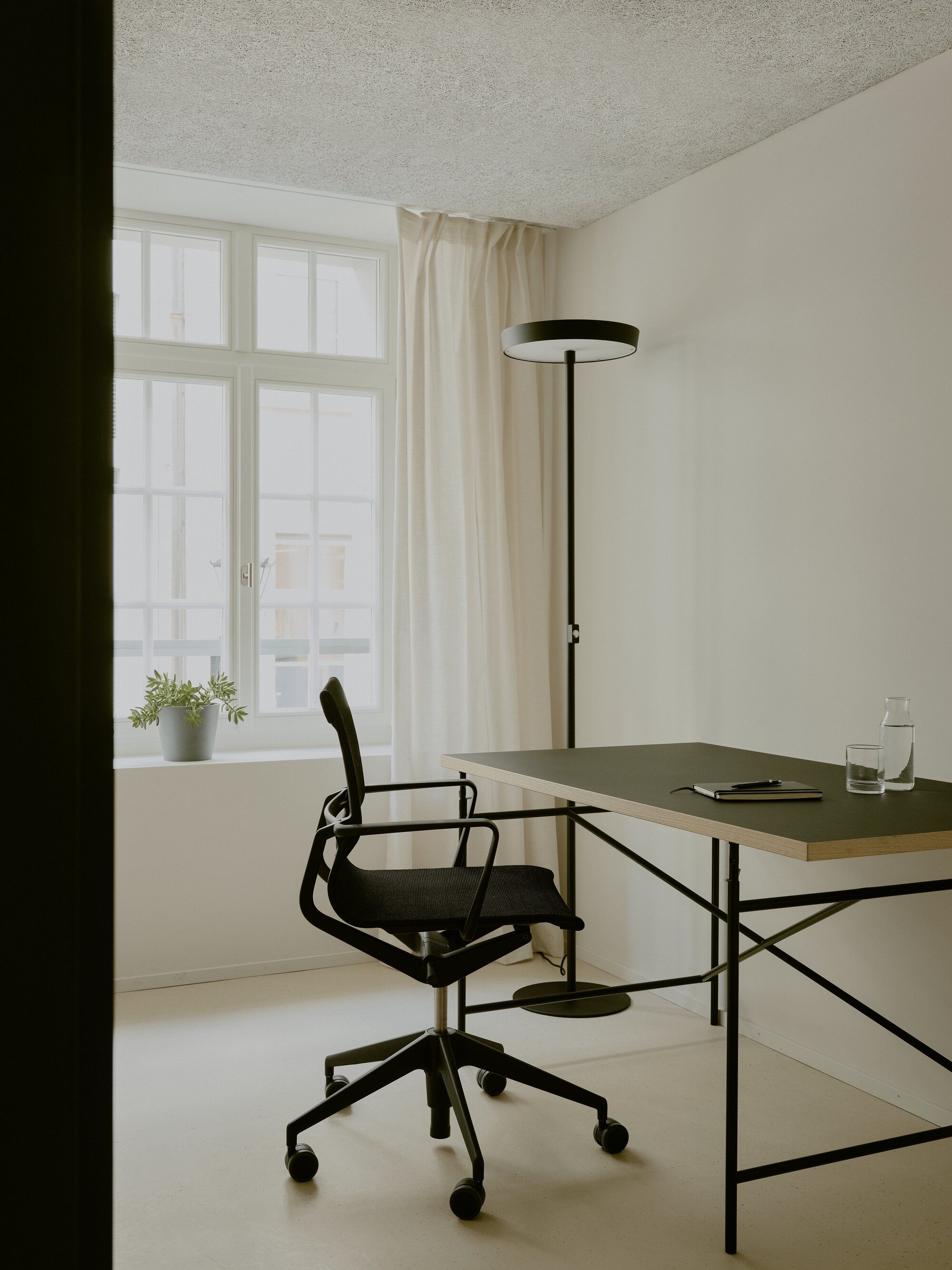 Bright coworking space with desks and natural light